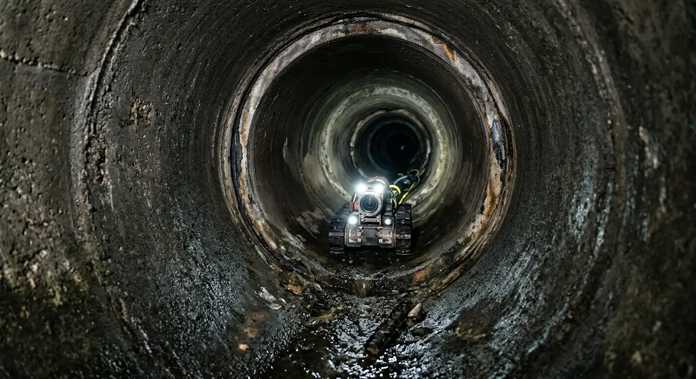 Robotic sewer camera inspecting pipe interior for Drain Snake Service in South El Monte